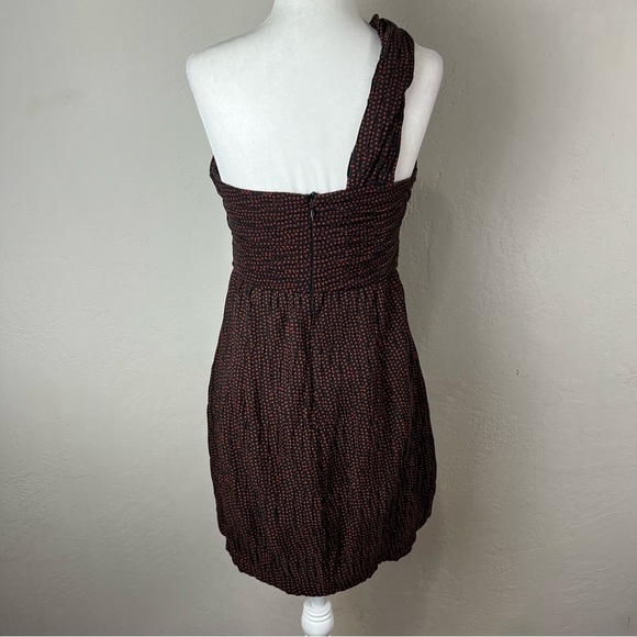 Alexis Luksa One Shoulder Heart Print Pleated Black‎ Mini Dress Size Medium - Picture 6 of 10